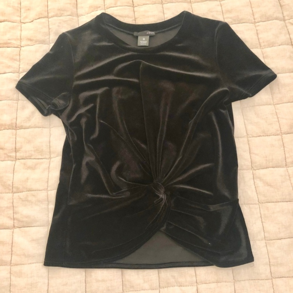 Aqua Velvet tie-front T-Shirt